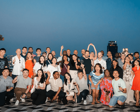 Group photo of Quantic students at a networking event