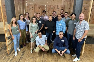 Students enjoy an axe-throwing event at a recent New Jersey Meetup