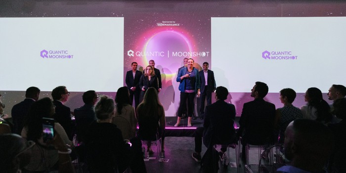 Moonshot teams pitch their game-changing ideas to a live audience, judges, and investors