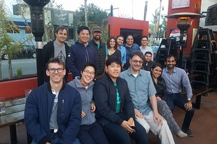 Students enjoy dinner during a recent LA Meetup